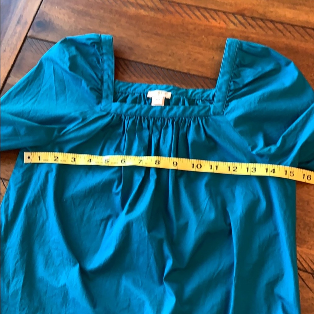 J Crew Factory Teal Square Neck Peasant Top XXS - Picture 7 of 8